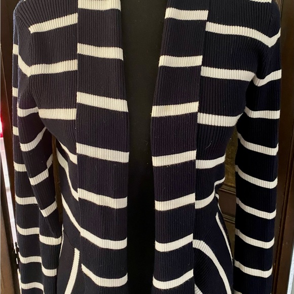 Carmen Marc Valvo Striped Open Front Sweater - Picture 4 of 9